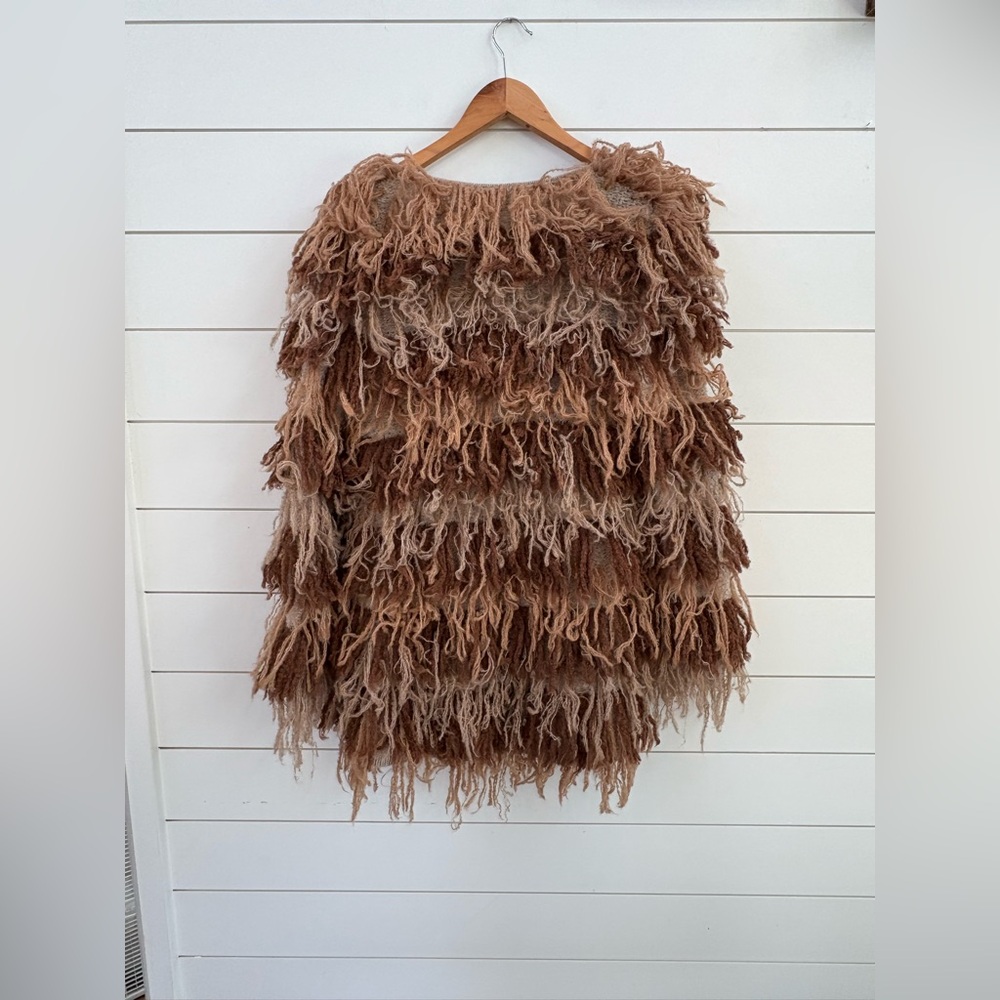 L. paulet 100% Alpaca Shaggy Open Cardigan Sweater - Picture 2 of 14